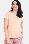Zivame Bloom Hive Knit Cotton Sleep Top - Prairie Sunset — thumbnail 2